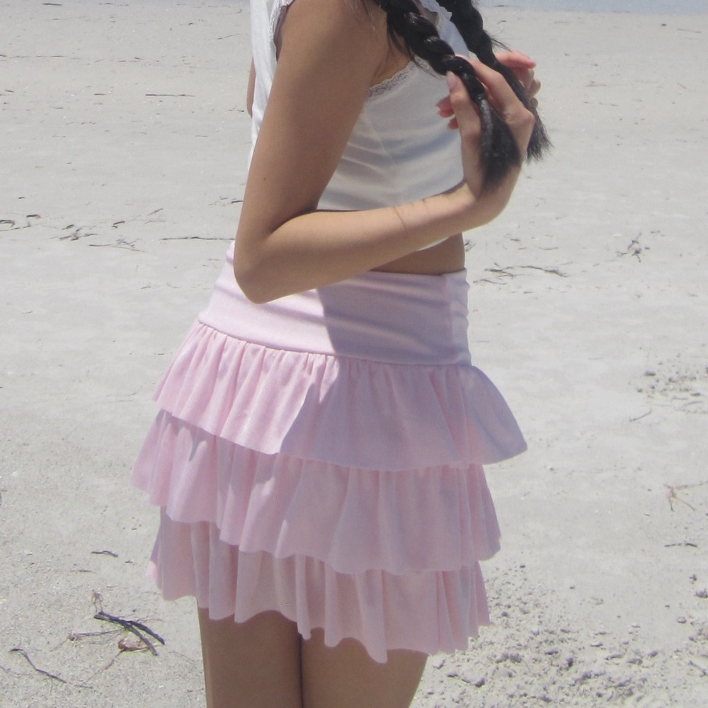pink mesh frilly skirt